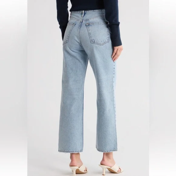 FRAME Le Jane Crop Straight Leg Blue Light Wash Jeans Size 30